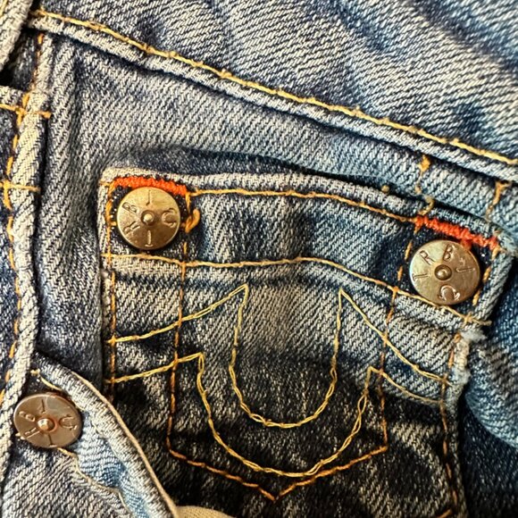 True Religion Women's Size 30 Blue Denim Stretch Slim Flare Jeans USA Made - Picture 3 of 16